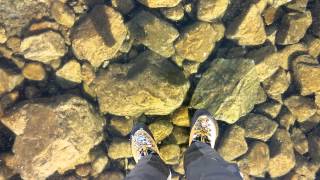 Walking on beautiful clean ice in Slovakian Mountains