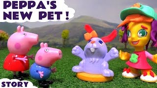 Play Doh Town Pet Store with Peppa Pig toys toy story at Muddy Puddles Playground Family Fun Animals
