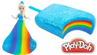Play Doh Frozen! Make Rainbow Glitter Ice Cream & Elsa Dress with Play Dough Clay * RainbowLearning