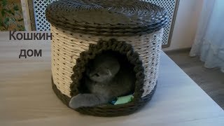 Домик для кошки из газетных трубочек/Cat lodge from newspaper tubes