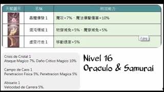 Grand Fantasia Taiwan : Traducción Talentos (Oraculo) & (Samurai)