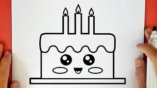 COME DISEGNARE UNA TORTA DI COMPLEANNO KAWAII
