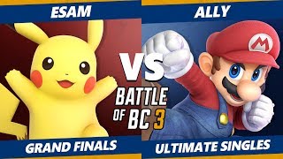 Smash Ultimate Tournament - Ally (Mario) Vs. Esam (Pikachu) BoBC3 SSBU Grand Finals