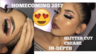 HOMECOMING GLITTER CUT CREASE TUTORIAL | IN DEPTH MAKEP TUTORIAL+TIPS