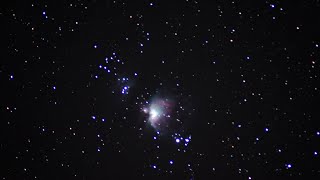 オリオン大星雲 周辺を横切る数多くの静止衛星を中望遠で撮ってみました。Many Japanese geostationary satellite around the Orion Nebula.