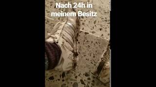 Girl in Adidas Superstars trumpling in mud - after