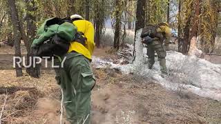 USA: Firefighters tackling nation"s largest wildfire in Oregon