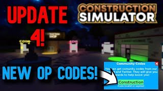 NEW *OP* WORKING CODES (UPDATE 4) Roblox Construction Simulator