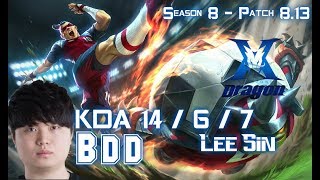 KZ BDD LEE SIN vs GRAGAS Jungle - Patch 8.13 KR Ranked