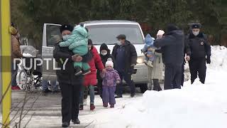 Russia: Donbass evacuees arrive at accommodation point in Klin