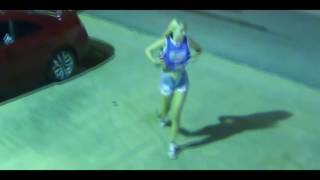 Girl pees on a Jaguar