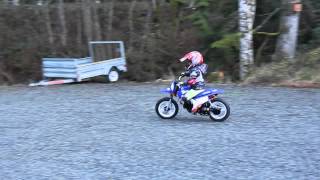 Talia on her PW50 dirt bike - no training wheels!