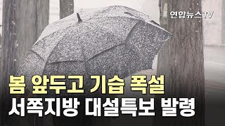 봄 앞두고 기습 폭설…서쪽지방 대설특보 발령 / 연합뉴스TV (YonhapnewsTV)