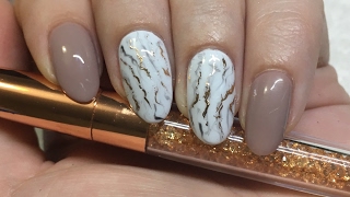 Nail Art | Marble with Rose Gold Foil | Gel Polish