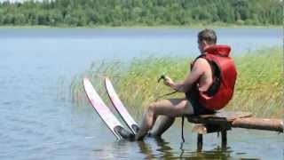 Прикол, лыжи, падение в воду, speed, watersky