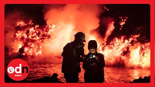 TOXIC Acid Steam Spews from La Palma's Lava River