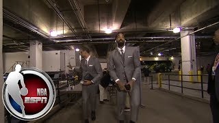 LeBron James, Cavaliers arrive for Game 3 vs. Pacers wearing matching gray suits | NBA on ESPN