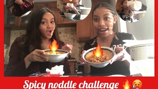 spicy noodles challenge/She drank out of the gallon of milk