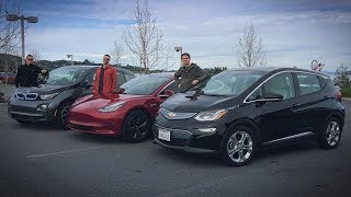 Битва электрокаров. BMW i3 vs Tesla Model 3 vs Chevy Bolt.