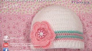 Touca Gorro de Crochê para Bebê Yasmim - Professora Simone