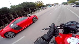 Audi R8 Matches My Sport Bike and I Almost Drop My Bike!