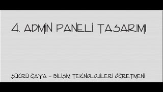 4-Asp.Net - Admin Paneli Tasarımı