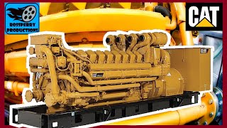 4000HP V16 Caterpillar CAT C175 Acert 2.4MVa 11KV Diesel Engine Start Up & Walk Around