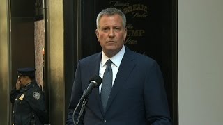 New York Mayor Bill de Blasio meets with Trump
