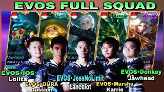 EVOS FULL SQUAD !! JessNoLimit/Lancelot,Oura/Gussion,Donkey/Jawhead,IOS/Lolita,Marsha/Karrie | Rank