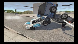 Машинки разбиваются в игре BeamNg Drive  Машинки летят с горы и разбиваются в хлам! Тачки для парней