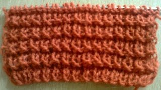 Резинка с рубчиком  (вязание на спицах).  Elastic hem with  (knitting).