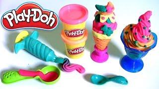 Aprenda Fazer Sorvetes de Cone Play-Doh Sundae ToysBR Brasil | Play-Doh Galleta del helados y conos