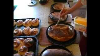 Булочки и рыбный пирог из русской печки