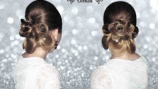 Свадебная прическа." Роза" wedding hairsyle Rose.Kapralova olga