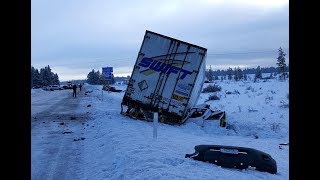 Дальнобой США. Начало зимы 2019. Аварии грузовиков. Подборка минувшего рейса.