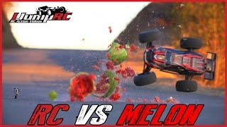 Traxxas E-Revo RC Car vs Watermelon at 60mph in Slow Motion