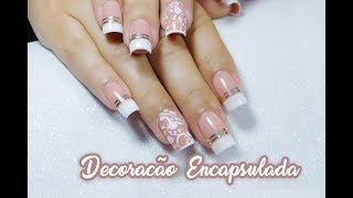 Unhas Encapsuladas com Francesa e Fitilho e Carimbada | Aline Makelyne