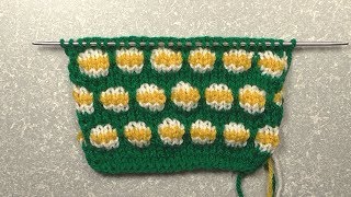 0051-узор. Цветные горохи. Вязание спицами. Pattern. Knitting with needles