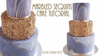 MARBLED Sequins CAKE Tutorial- Rosie's Dessert Spot
