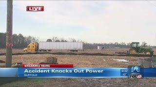 Power restored after tractor-trailer crash