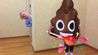 ? Good Baby Emoji Funny Poop Food Giant Candy Lollipops Johny Johny Yes Papa Nursery Rhyme Song うんこ
