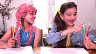 Three Markers Challenge ⭐ Princesses In Real Life | Kiddyzuzaa - WildBrain