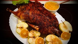 УТКА. Очень ВКУСНАЯ! и сочная УТКА с яблоками и соусом из ХУРМЫ!