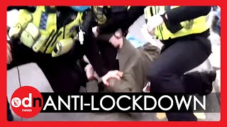 DISTURBING Scenes as Child Begs Father to Stop During Bradford Anti-Lockdown Protest