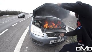 CAR ON FIRE ON THE M25 MOTORWAY LONDON!!