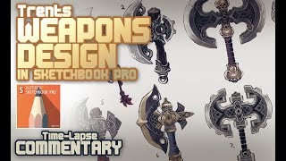 Weapon Design (concept art) with Sketchbook Pro Symmetry tool tutorial