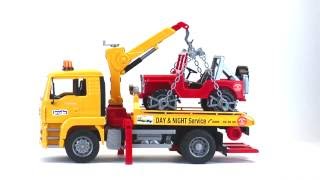 Эвакуатор MAN с портативным краном и внедорожником 02-750 Bruder (Брудер)