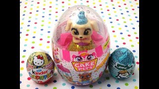 Cake Pets Giant Egg Kinder Surprise Hello Kitty Кейк Петс Гигантское яйцо с сюрпризом Китти Пингвины
