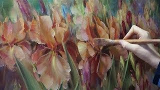 "Ирисы". Олег Буйко. Живопись маслом. Process of creating oil painting. 油畫  油絵