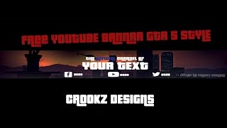 GTA 5 Style Free YouTube Banner Template PSD v2 - 2017